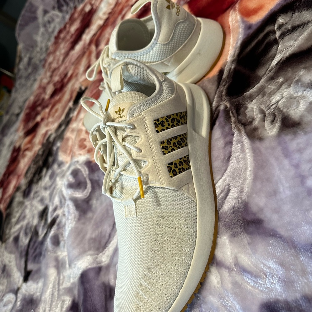 Adidas Women's White and Gold Leopard Sneakers